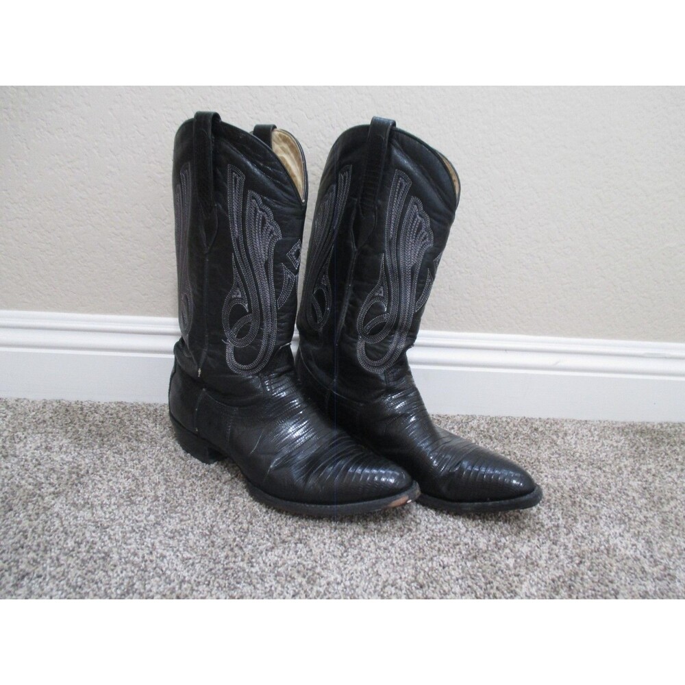 Corral Boots Mens 10.5 Genuine Lizard Skin Black Exotic
